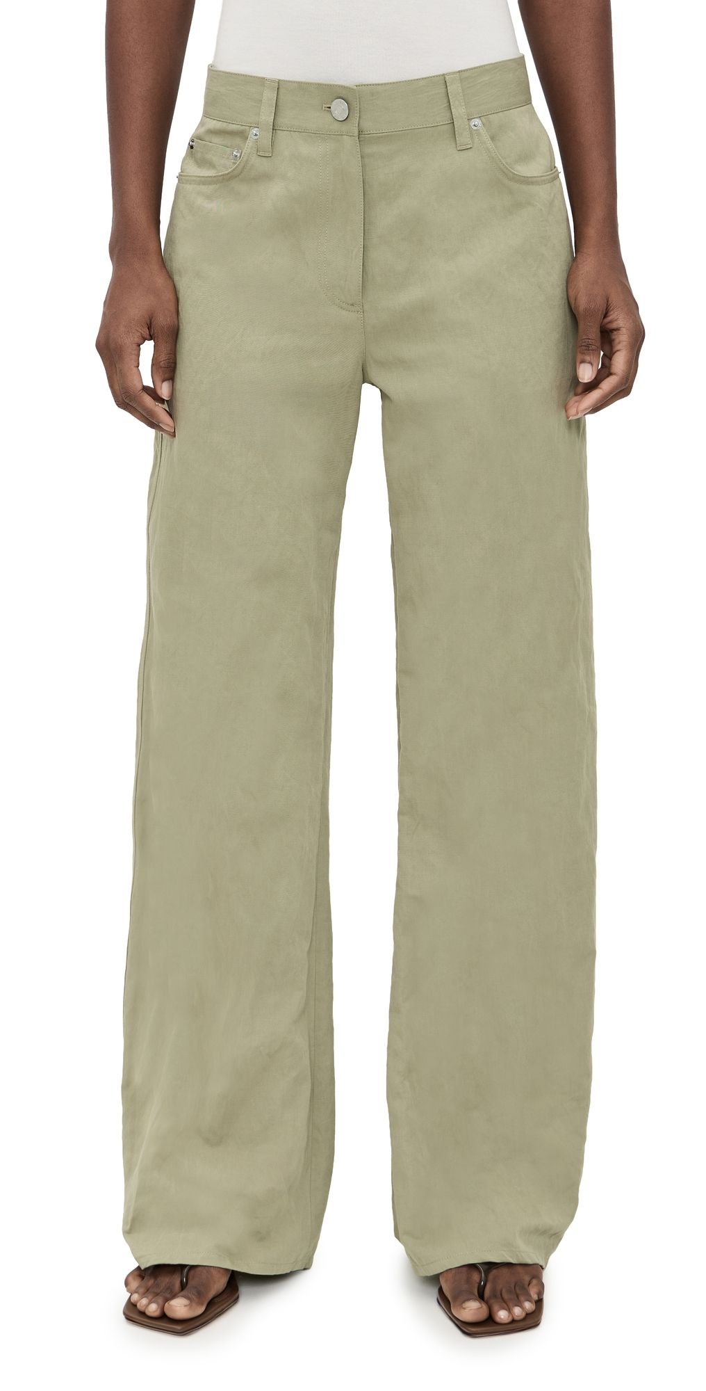 Helmut Lang Relaxed Wrinkle Bootcut Trousers Warm Sage 24