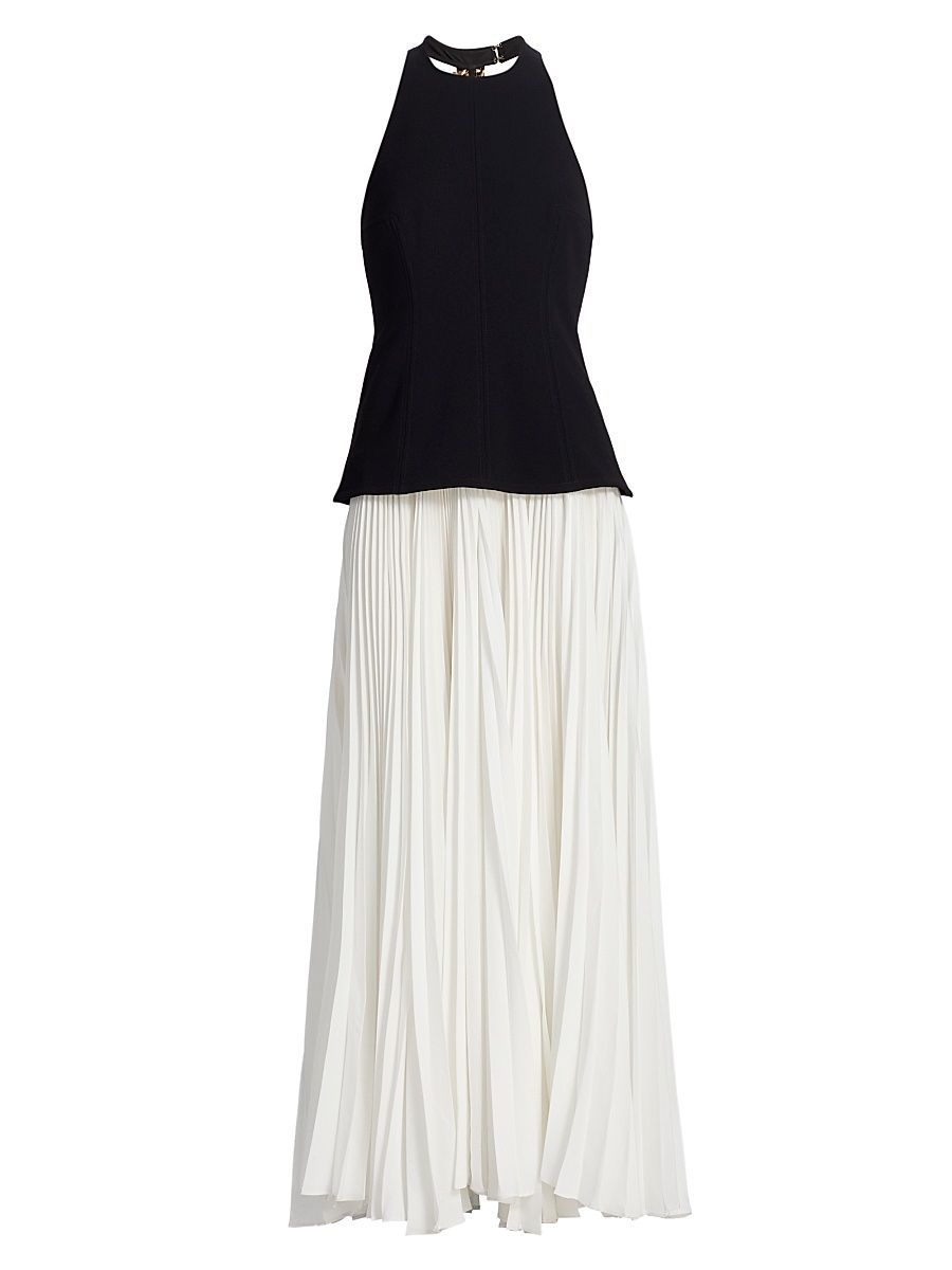 Women's Minhall Pleated A-Line Maxi Dress - Ivory And Black - Size 4