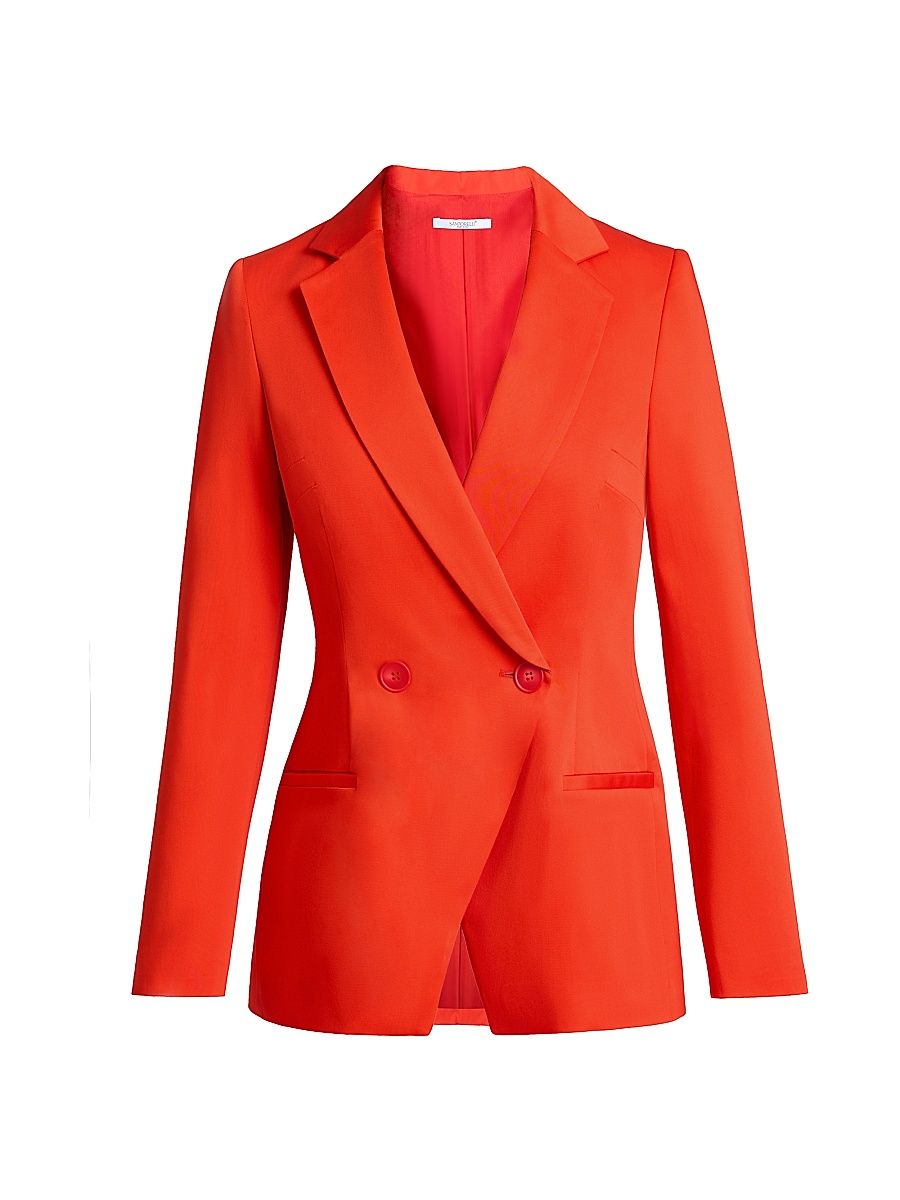 Women's Rowan Stretch-Cotton Double-Breasted Blazer - Poppy - Size 10