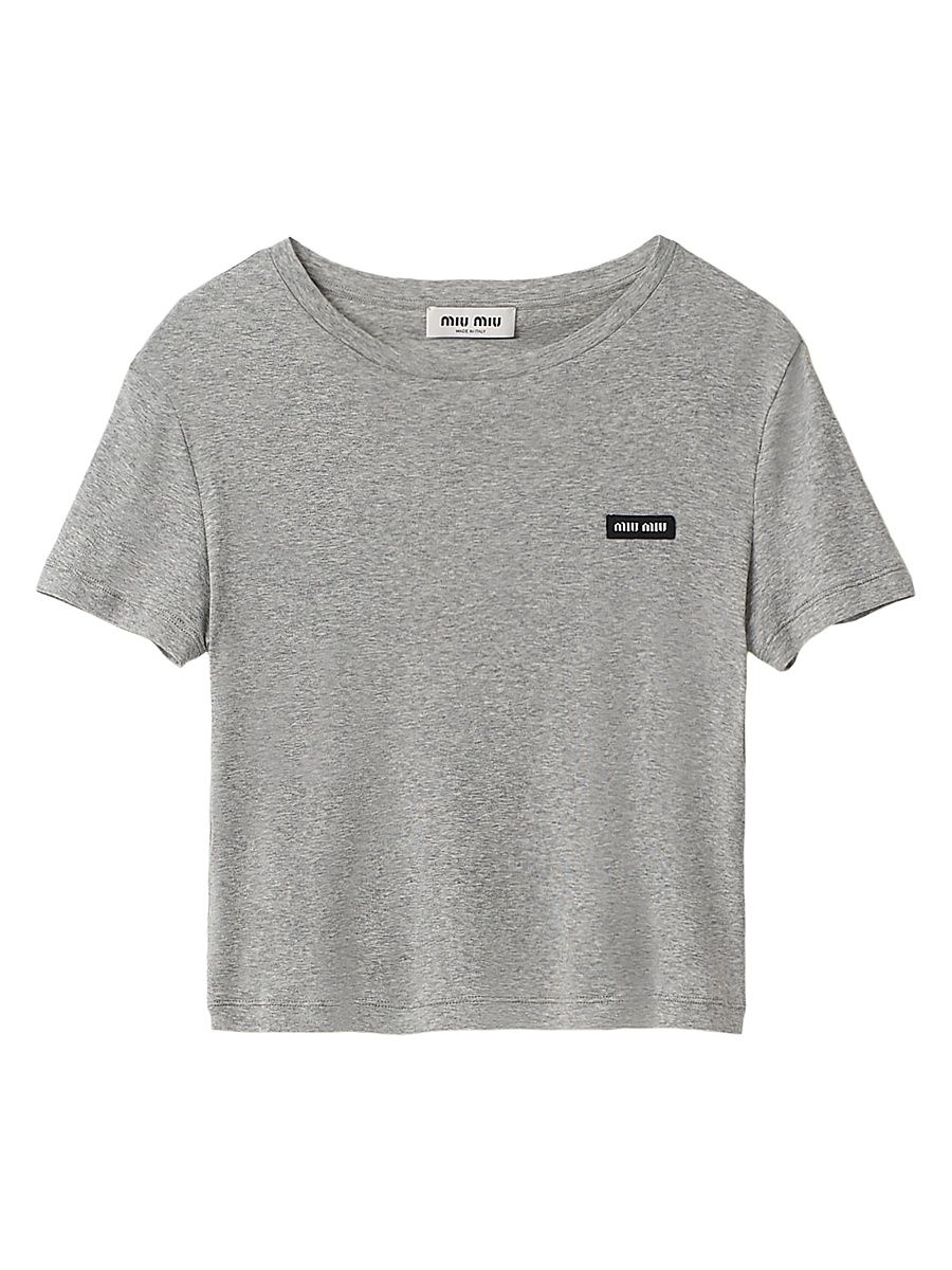 Women's Ribbed Jersey T-Shirt - Grey - Size Medium