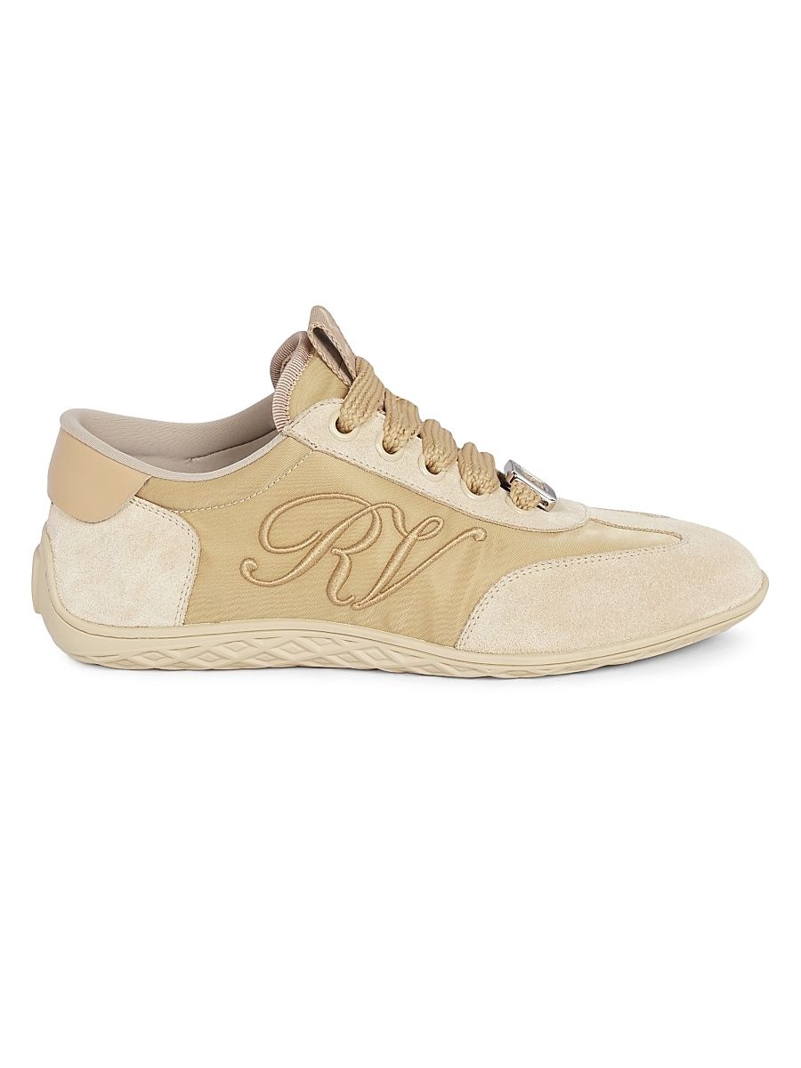 Women's Viv Suede & Mesh Low-Top Sneakers - Beige - Size 11