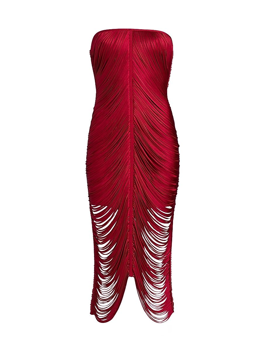 Women's Larissa Strapless Draped Midi-Dress - Merlot - Size XS