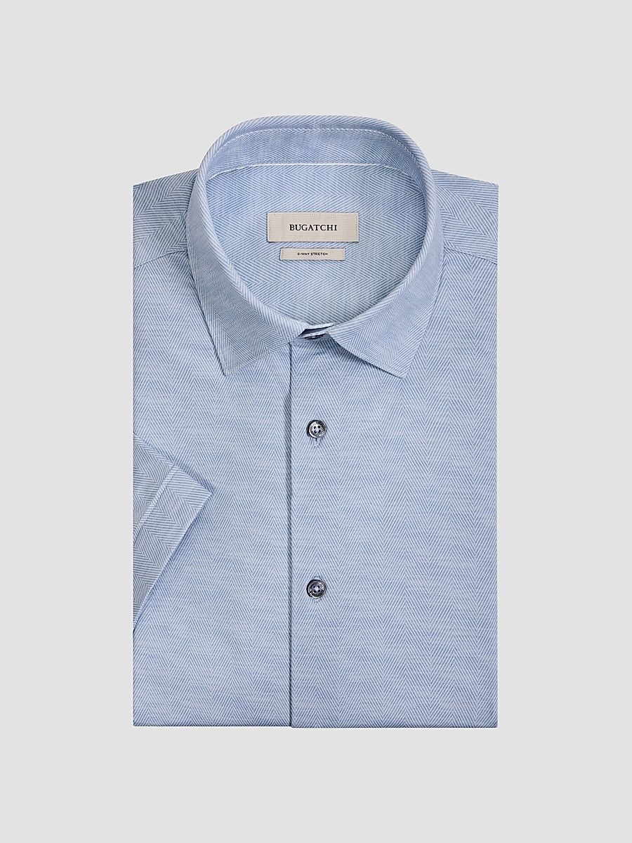 Men's OoohCotton Miles Short-Sleeve Shirt - Air Blue - Size Medium