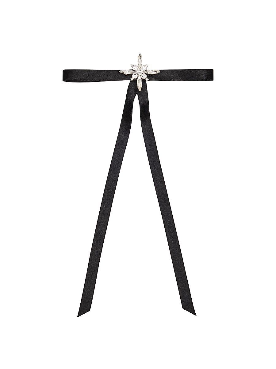 Women's Avril Crystal Satin Bow - Black