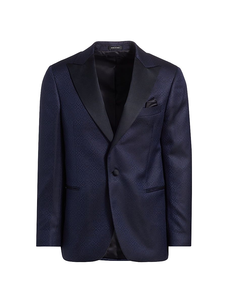 Men's COLLECTION Jacquard Dinner Jacket - Navy - Size 46