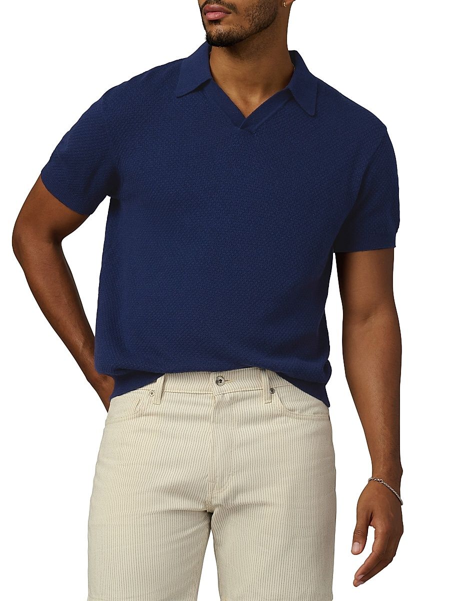 Men's Johnny Honeycomb Knit Polo Shirt - French Navy - Size Small