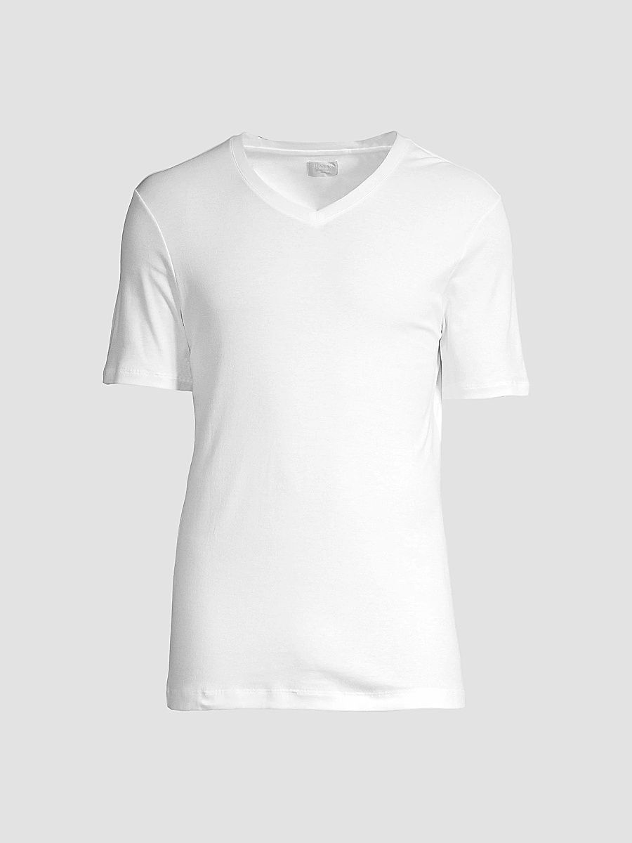 Hanro Men's Sea Island Cotton V-Neck Tee - White - Size Small
