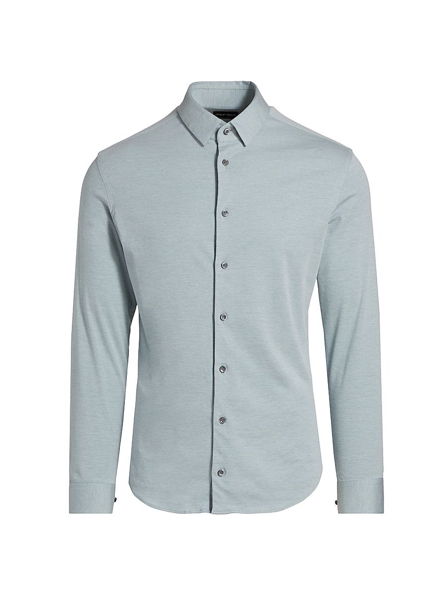 Men's Jersey Button-Front Shirt - Grey - Size 16