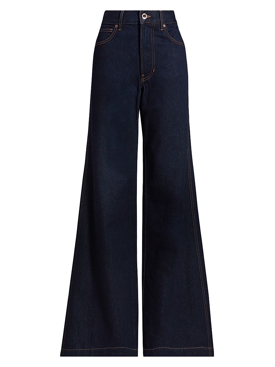 Women's Kasey Mid-Rise Wide-Leg Jeans - Indigo Rinse - Size 31