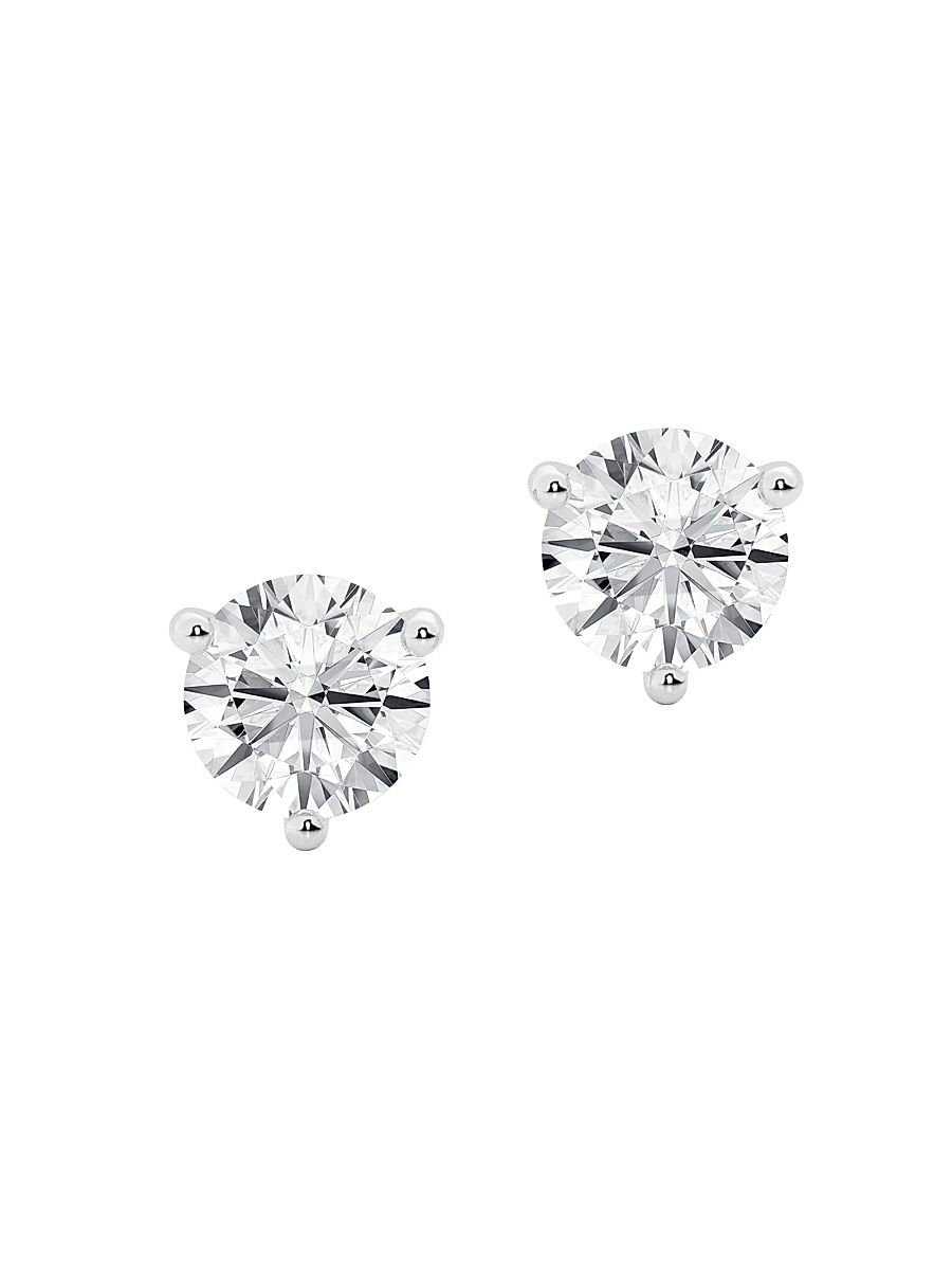 Women's 14K Gold & Diamond Martini Stud Earrings/0.50-6.00 TCW - White Gold - Size 2