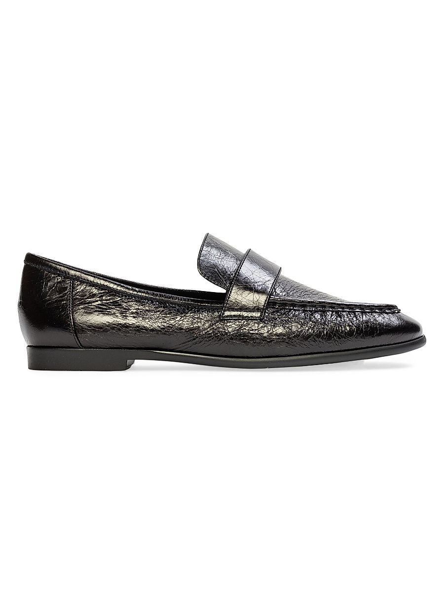 Women's Arrow Leather Loafers - Black - Size 12