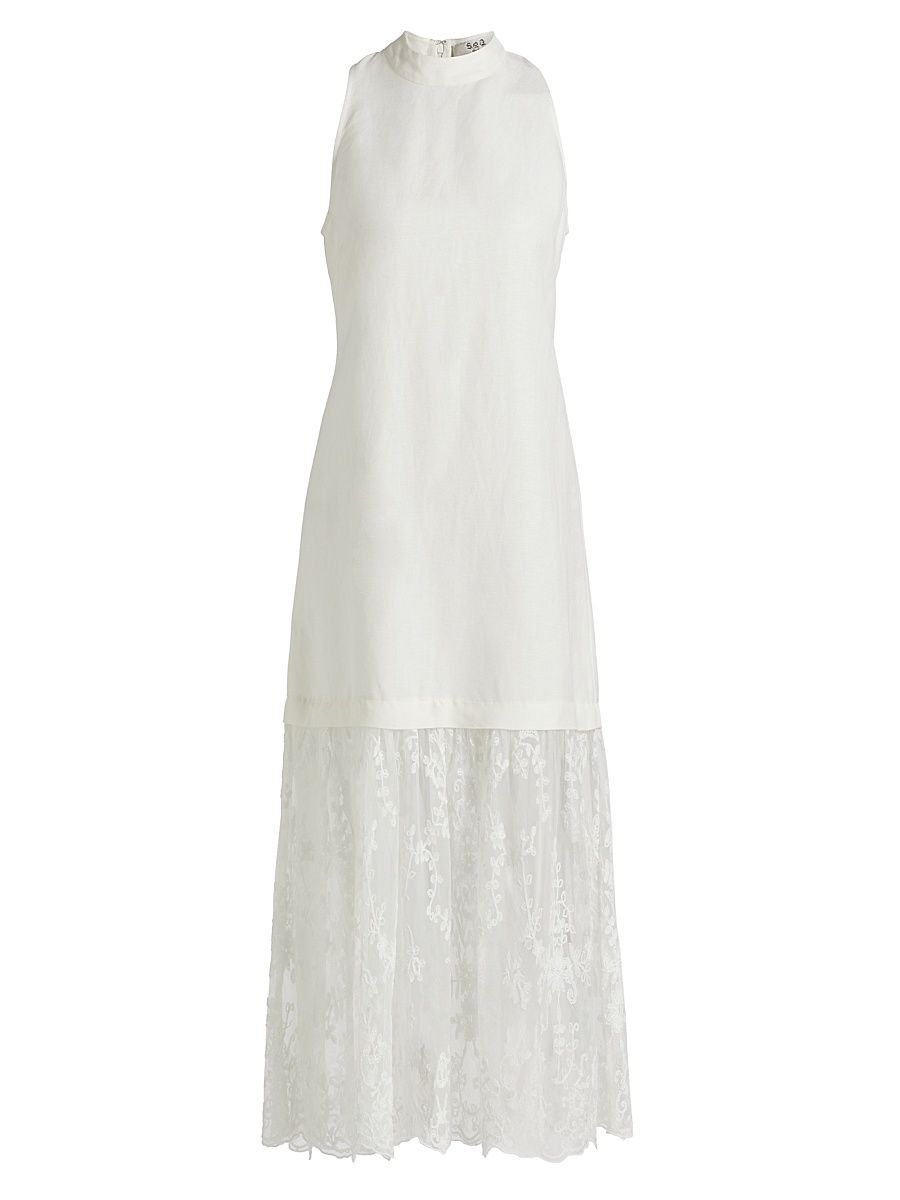 Women's Marja Embroidery Mesh Tank Dress - Pearl - Size 14