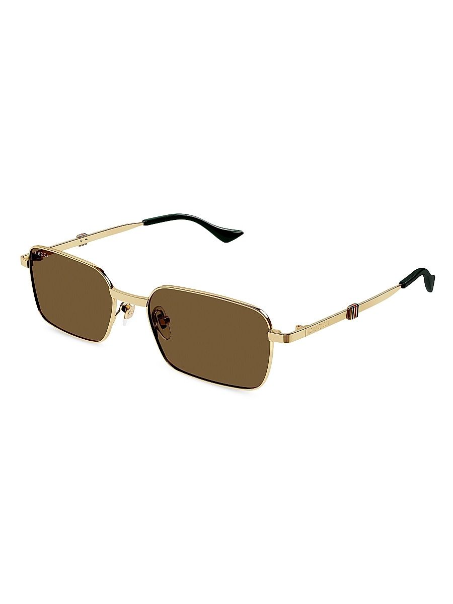 Men's Running Web GG1495S 56MM Rectangular Sunglasses - Gold Brown