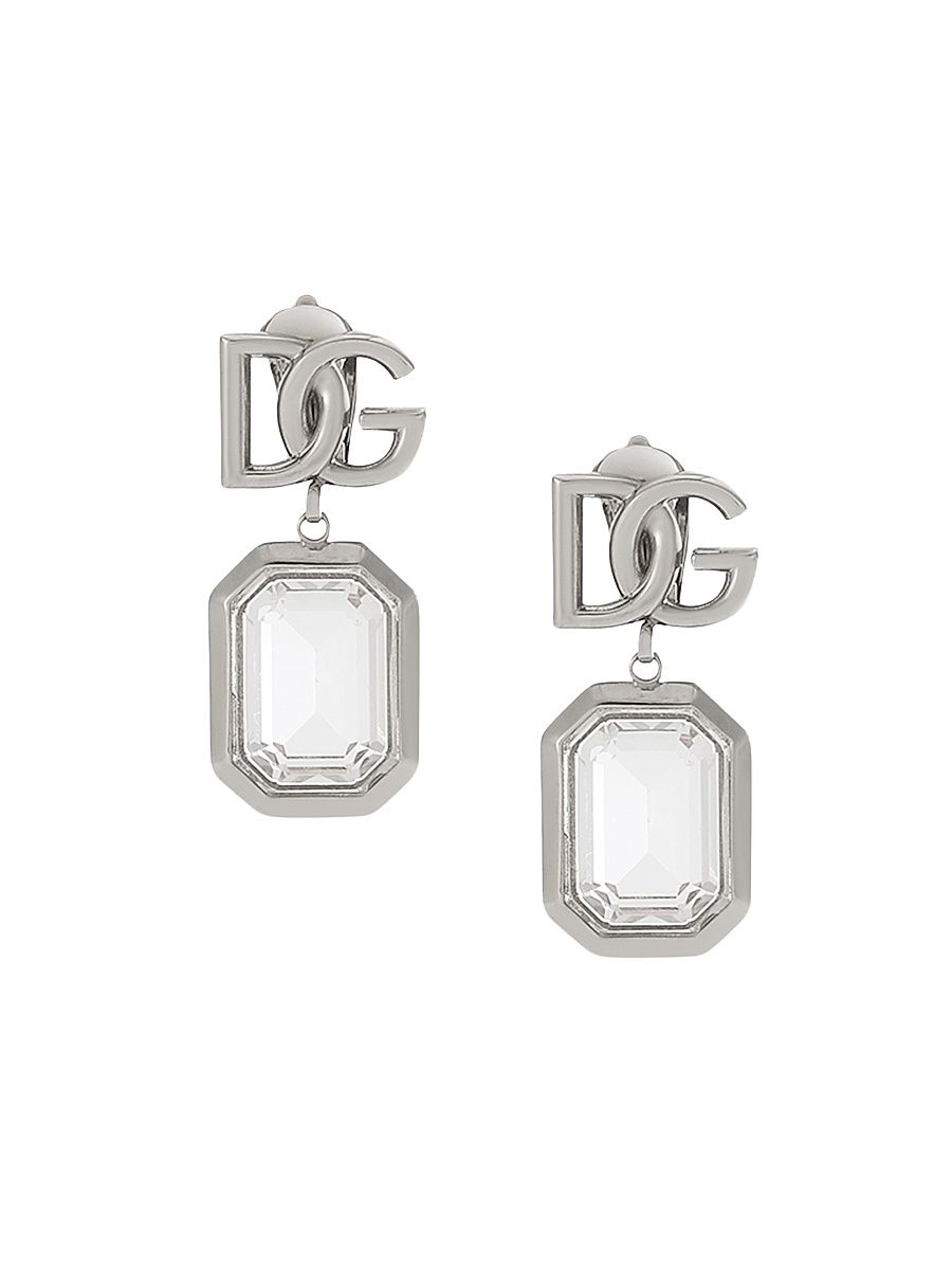 Women's Silvertone & Crystal Logo Drop Earrings - Silver