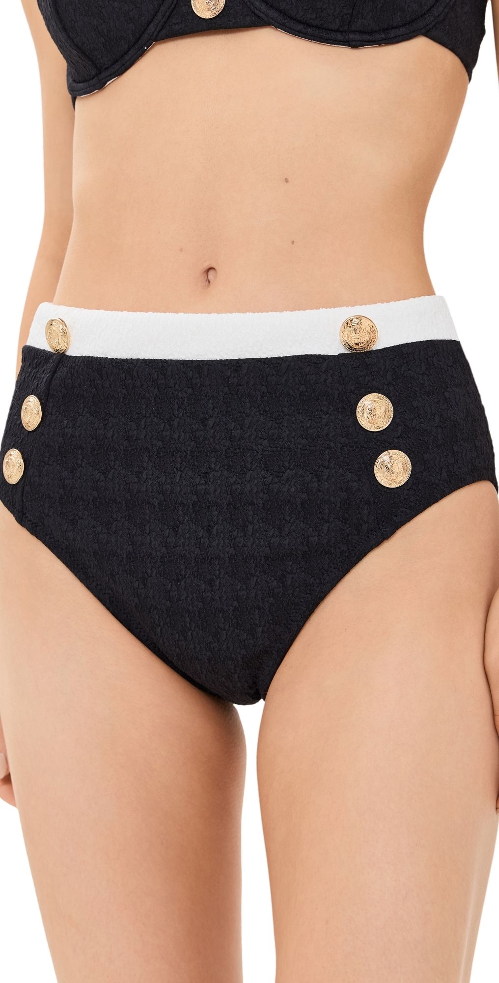 L'AGENCE Vanessa Colorblock Chic High Waisted Bikini Bottoms Black XS