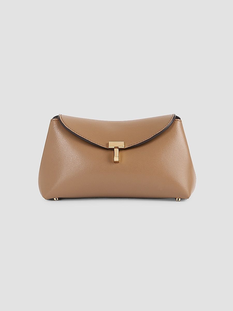 Women's Mini T-Lock Leather Clutch - Camel