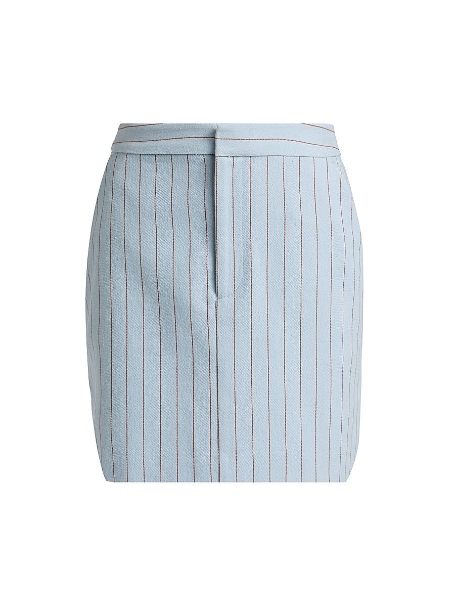 Women's Vera Striped Cotton-Blend Miniskirt - Light Blue Sienna Pinstripe - Size 12