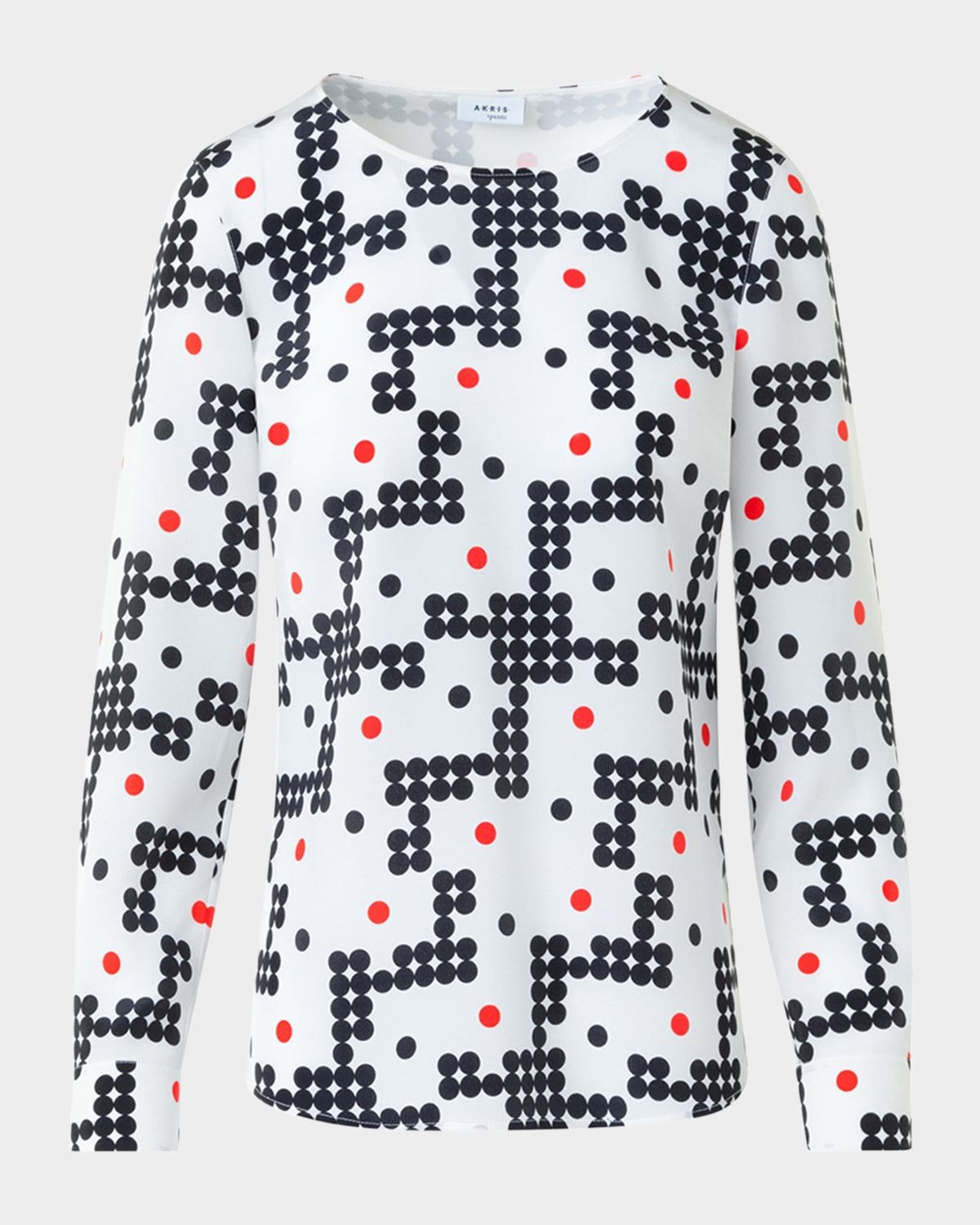 Alice Dot Grid Crepe De Chine Blouse