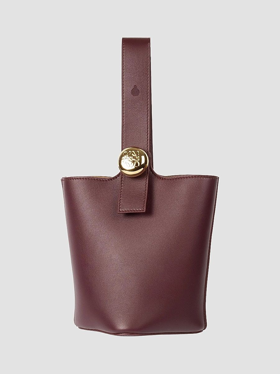 LOEWE Women's Mini Pebbled Leather Bucket Bag - Dark Burgundy