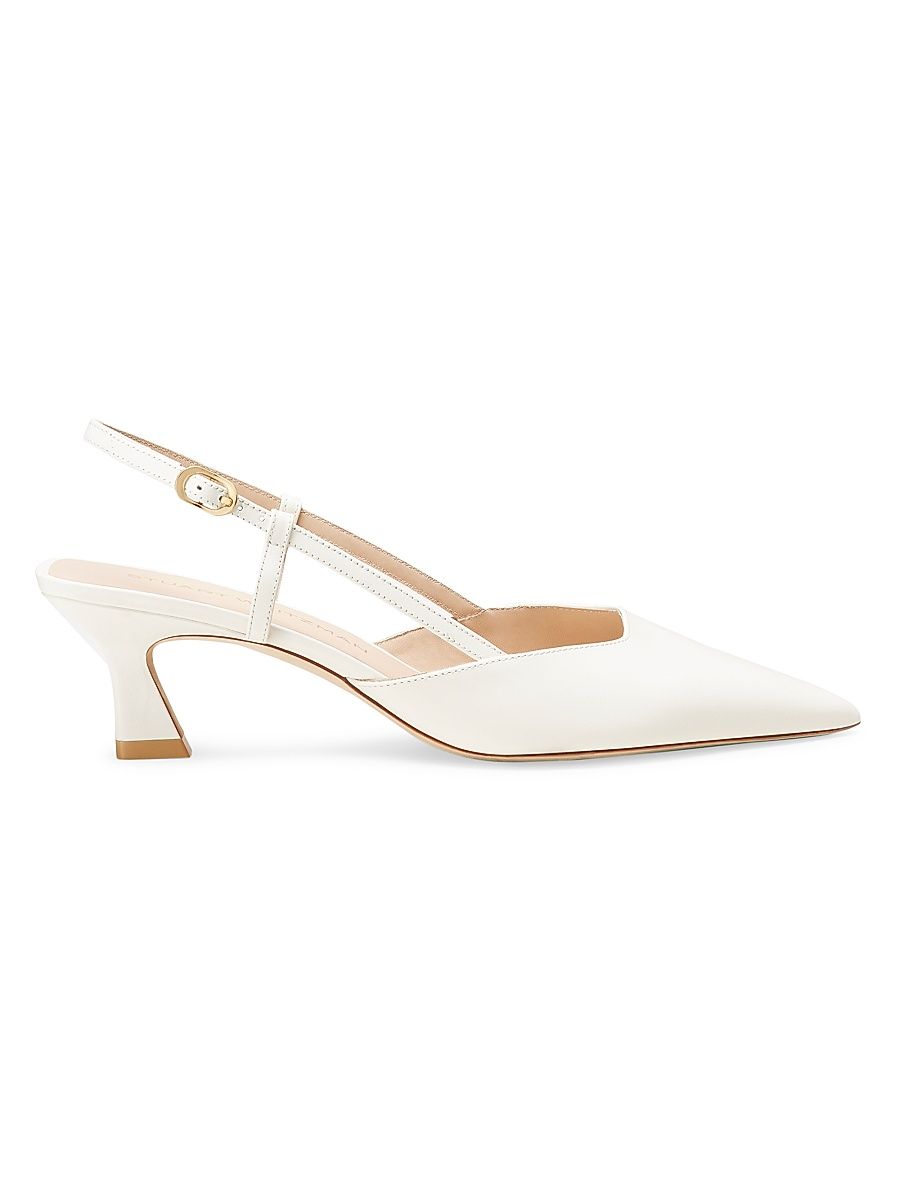 Women's Vinnie 50MM Leather Slingback Pumps - Cream - Size 7.5