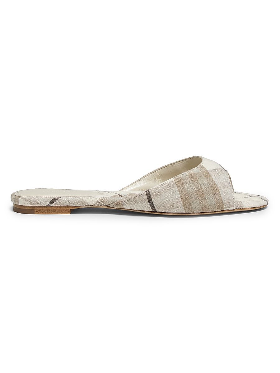 Women's Check Flat Sandals - Cotton Ip Check - Size 7