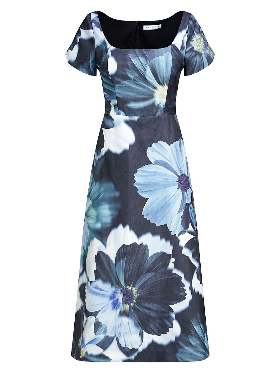 Women's Emma Floral Cocktail Dress - Flint Light Teal - Size 0