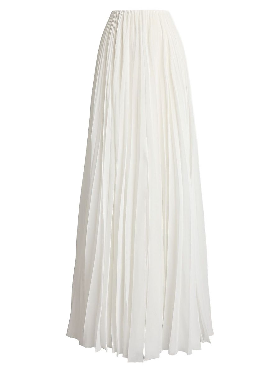 Women's Niccola Pleated Jersey Maxi Skirt - Cream - Size 8