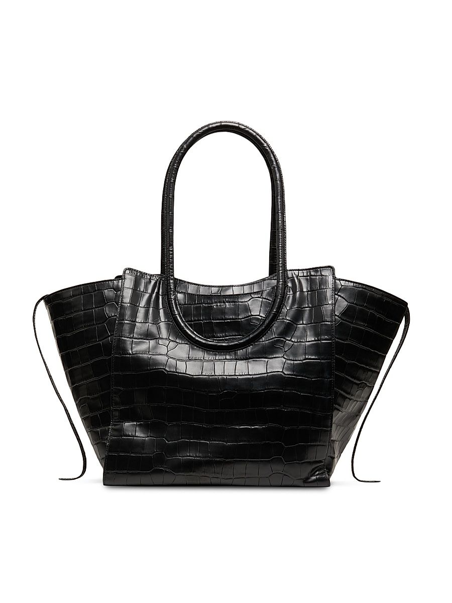 Women's Maude Croc-Embossed Leather Tote Bag - Black Croco