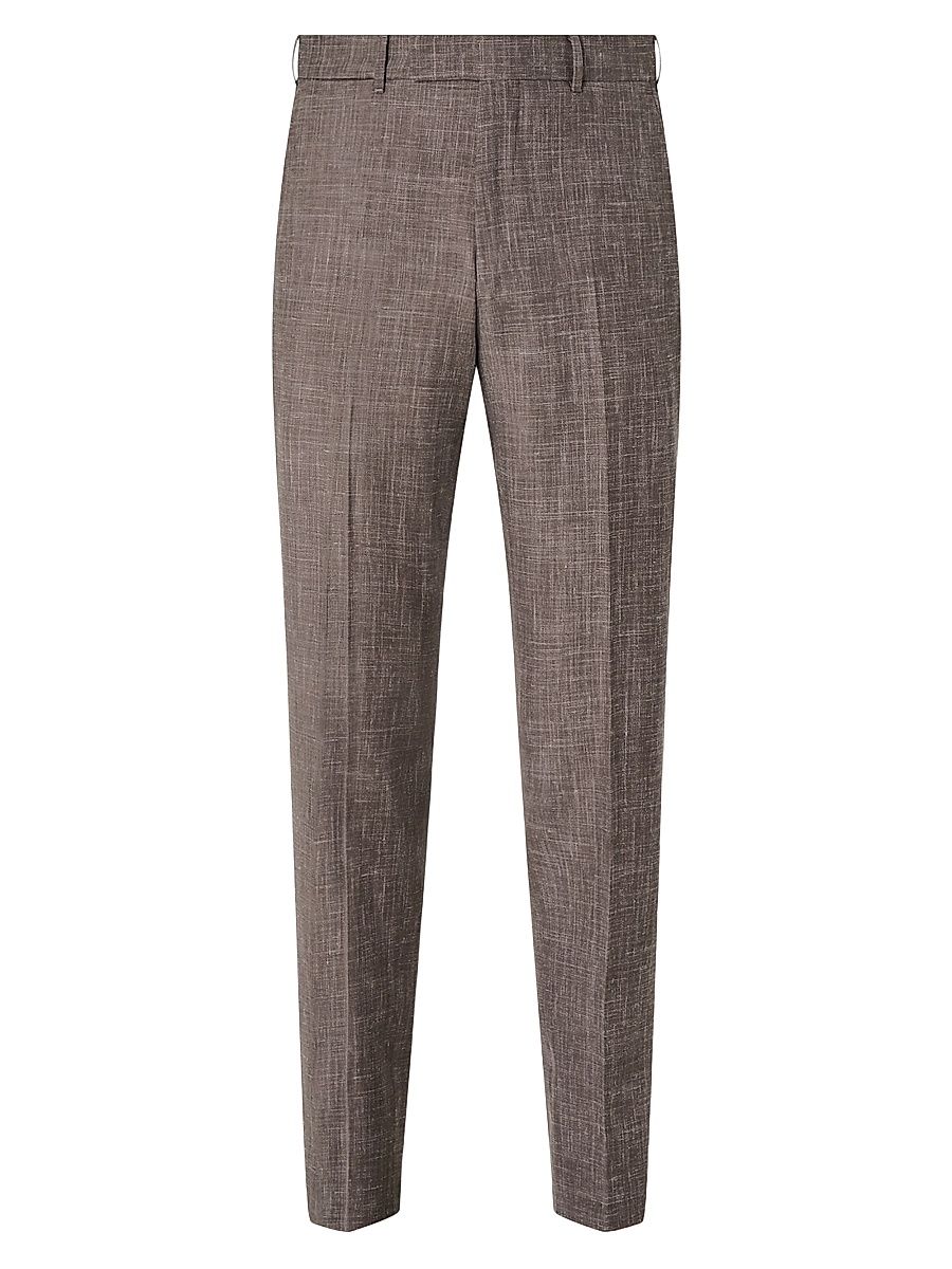 Men's Crossover Wool Silk and Linen Pants - Brown - Size 50