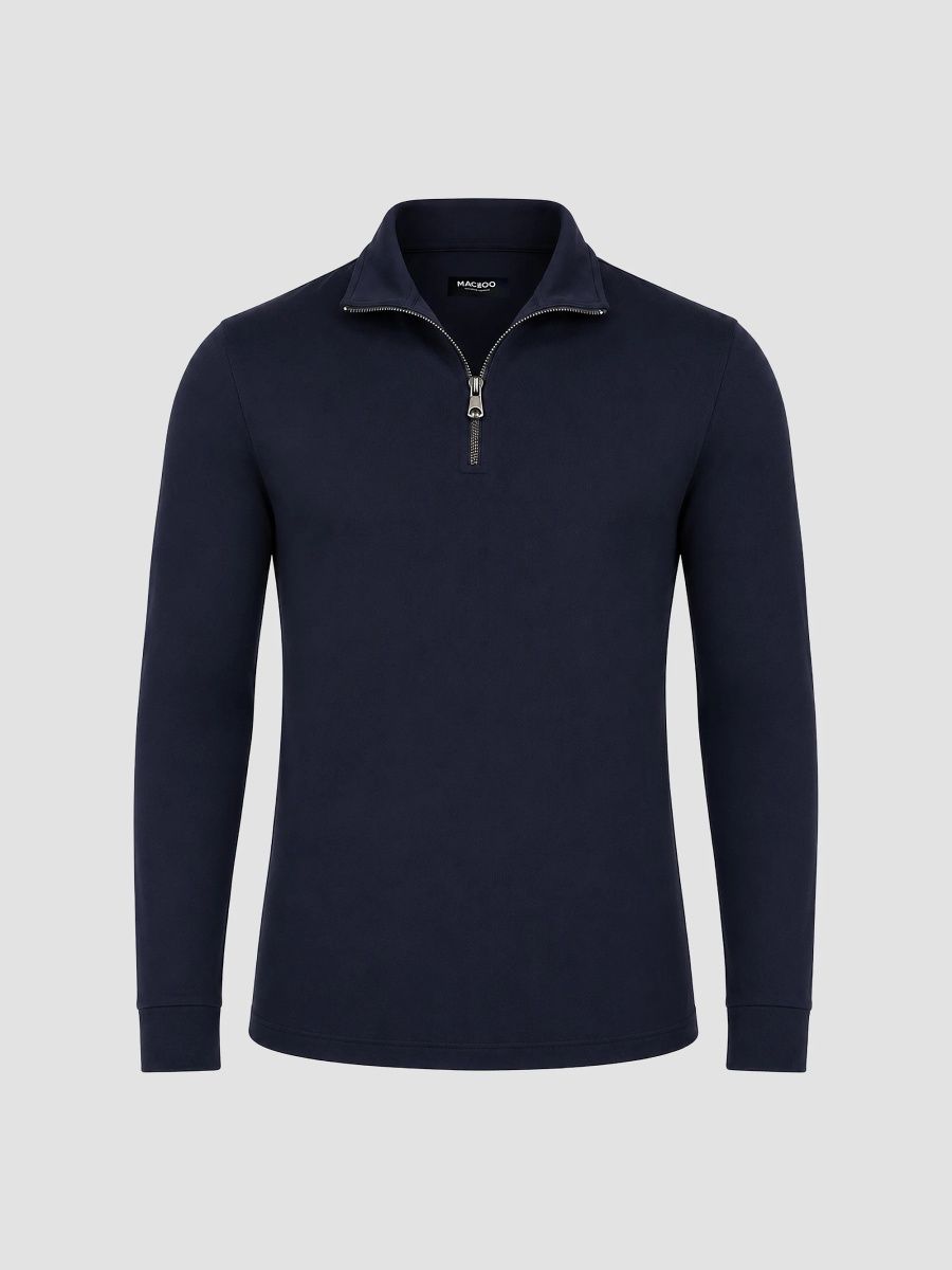 Maceoo Men's Athleisure Zipper Sweater - Blue - Size XXL