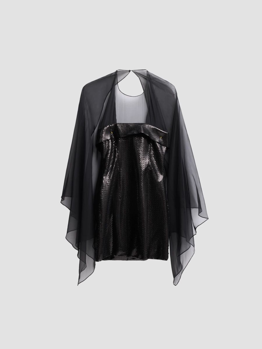 Alberta Ferretti Women's Tulle Sequin Mini Dress - Black - Size 14