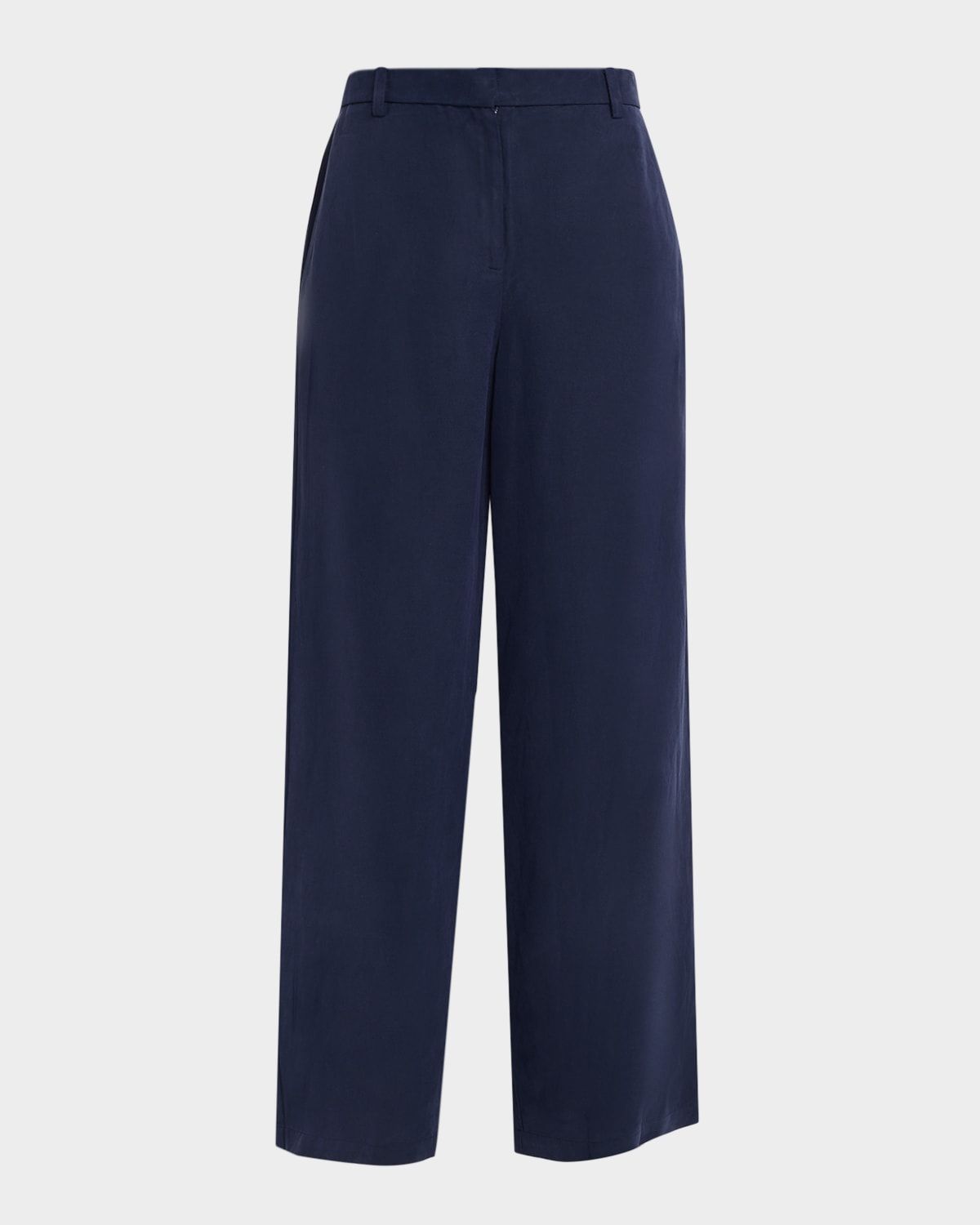 High-Waist Linen-Silk Twill Pants