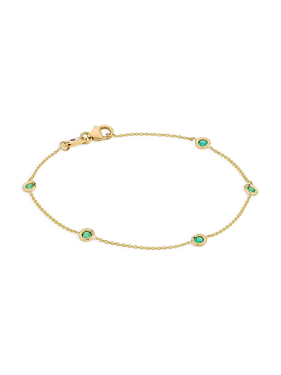 Women's Diamonds By The Inch 18K Yellow Gold & Emerald Station Bracelet - Emerald