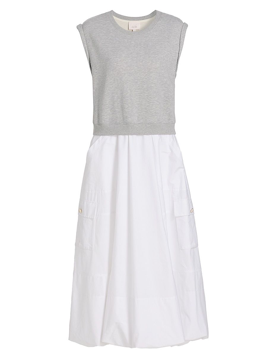 Women's Parker Layered Combo Midi-Dress - Heather Grey White - Size XL