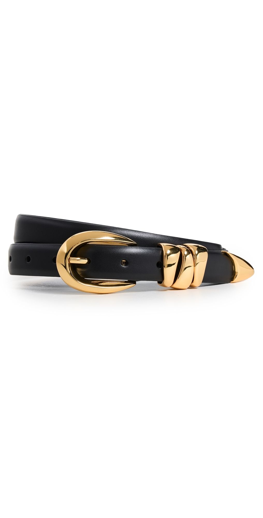 Madewell Triple Metal Keeper Belt True Black with Gold Hardware S