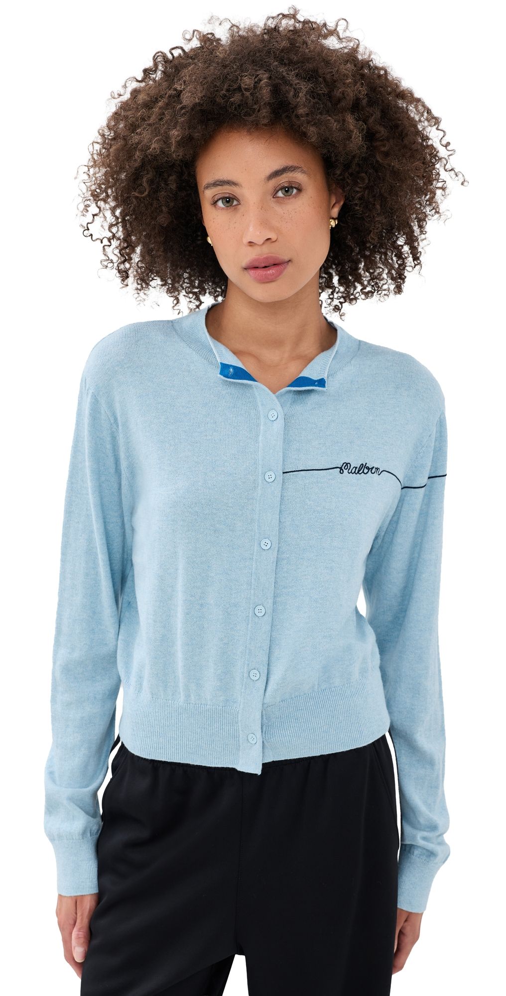 Malbon Taylor Knit Cashmere Cardigan Cool Blue XXS