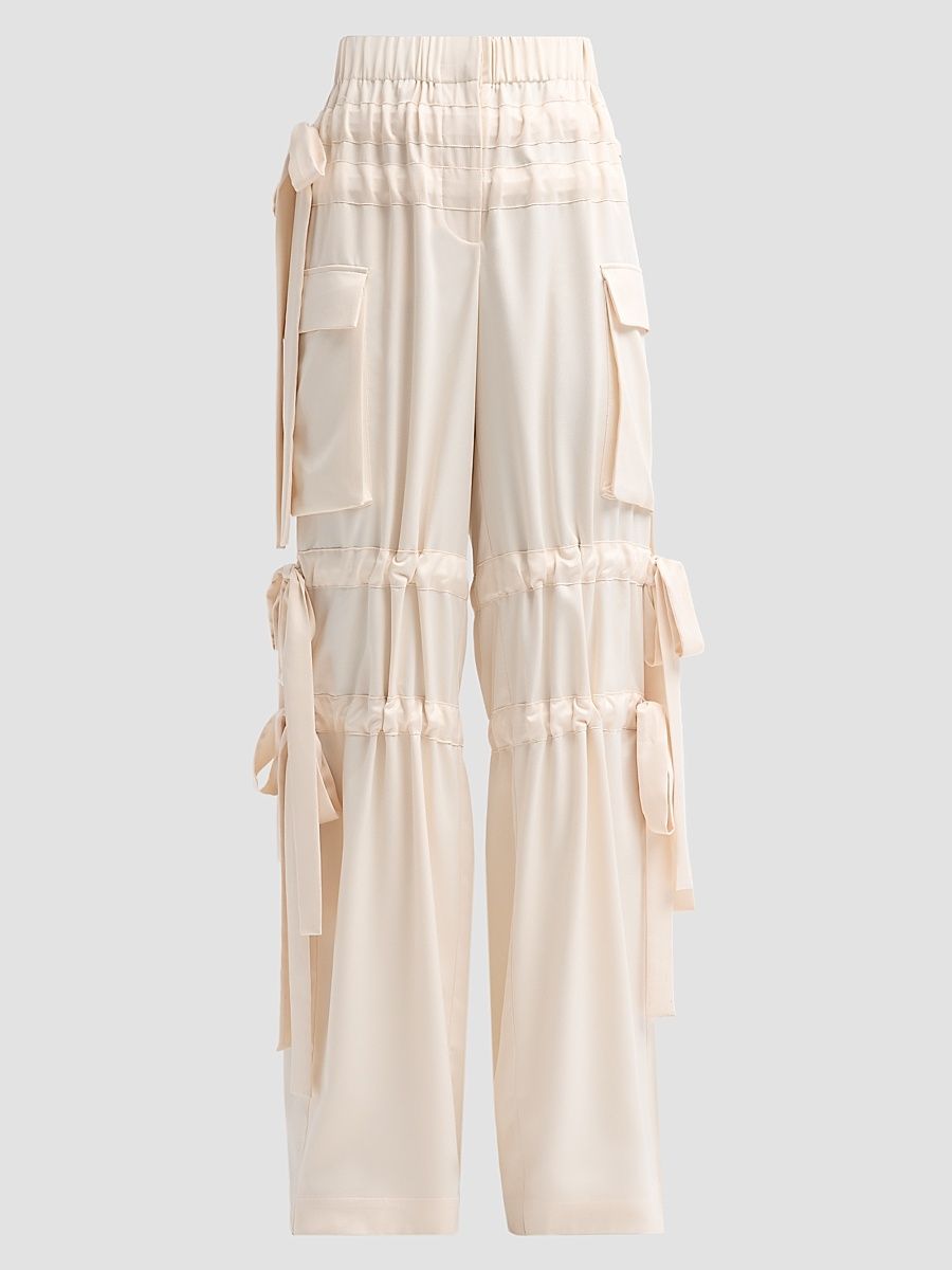 Women's Odin Satin Trousers - Cream - Size 12