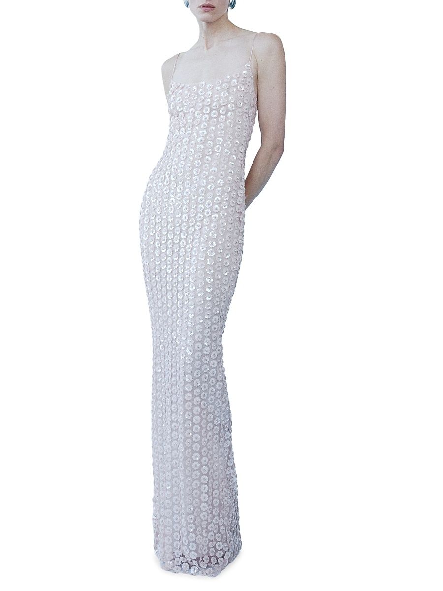 Women's Isis Floral Sequined Slip Gown - Rose Fusion - Size 12