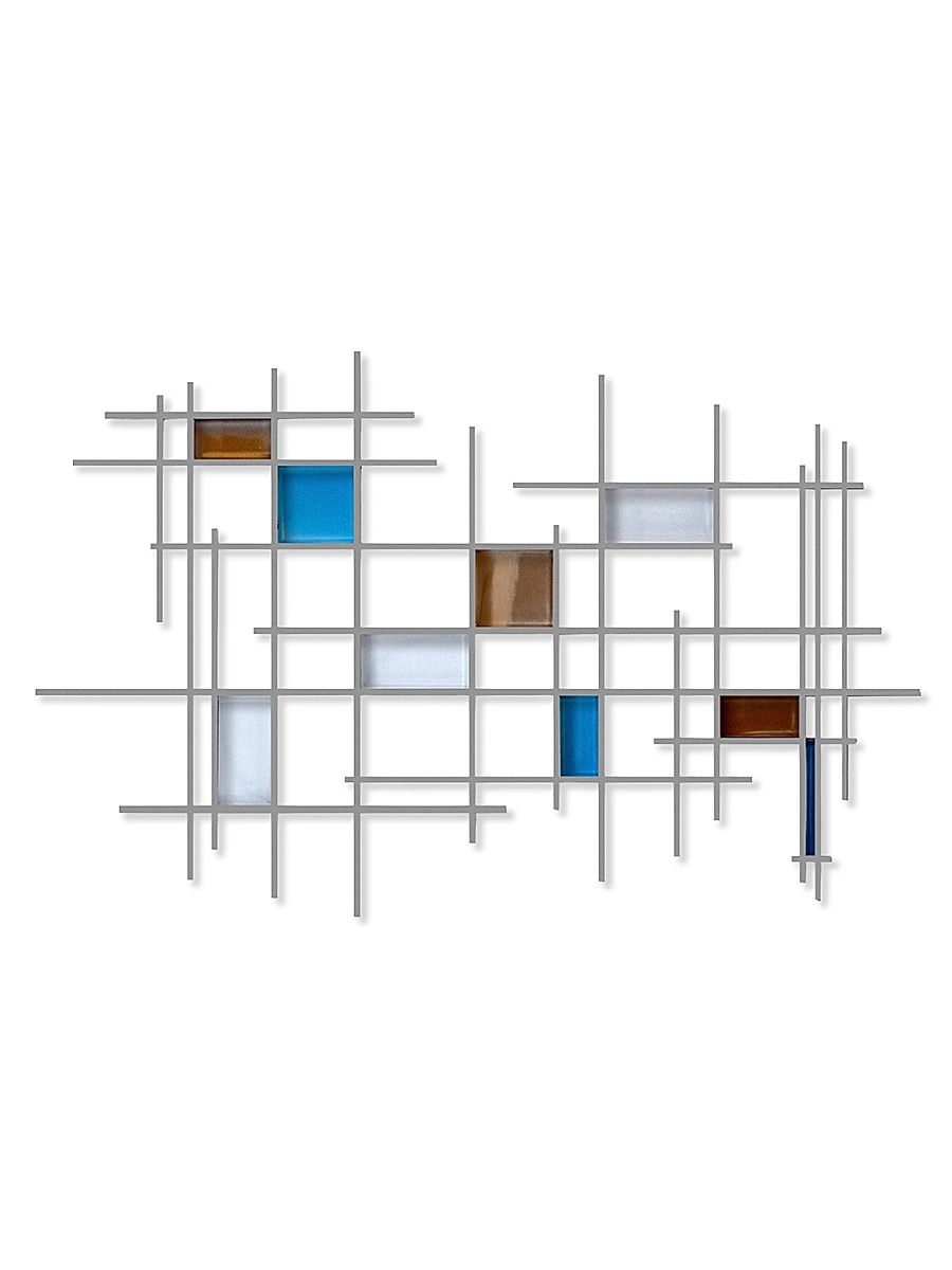Gridded Glass & Metal Wall Sculpture