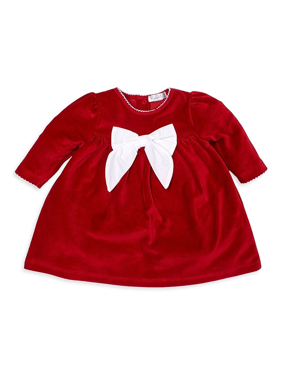 Baby Girl's Here Comes Santa Claus Velour Dress - Red - Size 9 Months