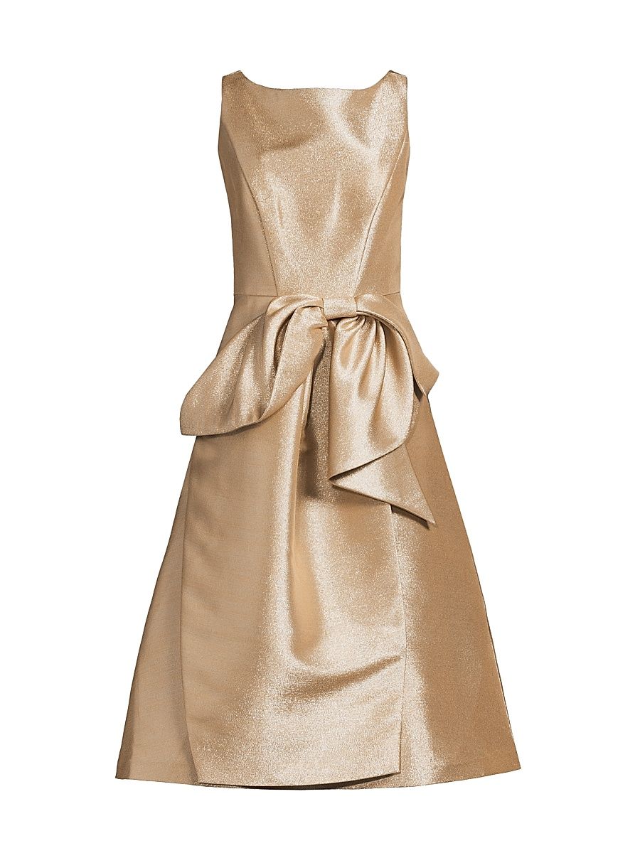 Women's Lillian Metallic Midi-Dress - Gold - Size 16
