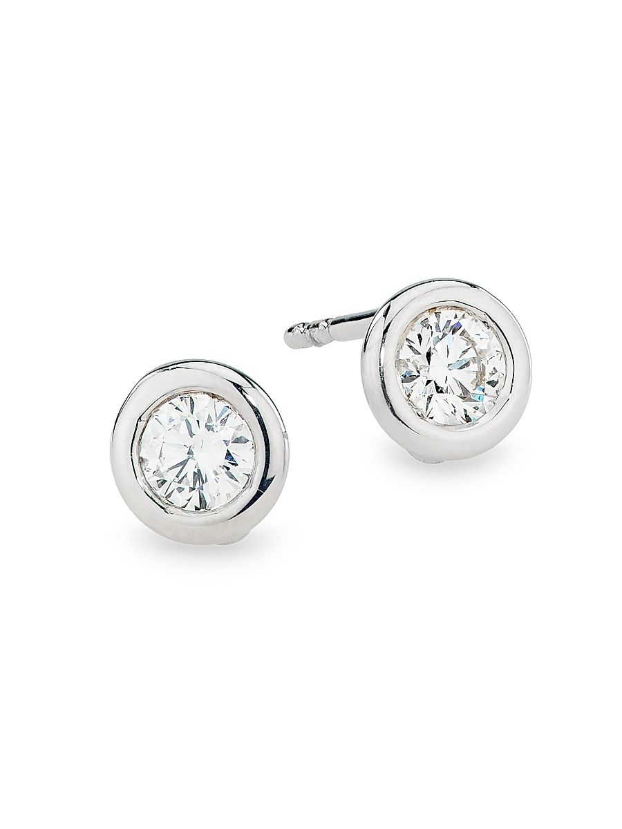 Women's Tiny Treasures Large 18K White Gold, Ruby & 0.38 TCW Diamond Stud Earrings - White Gold