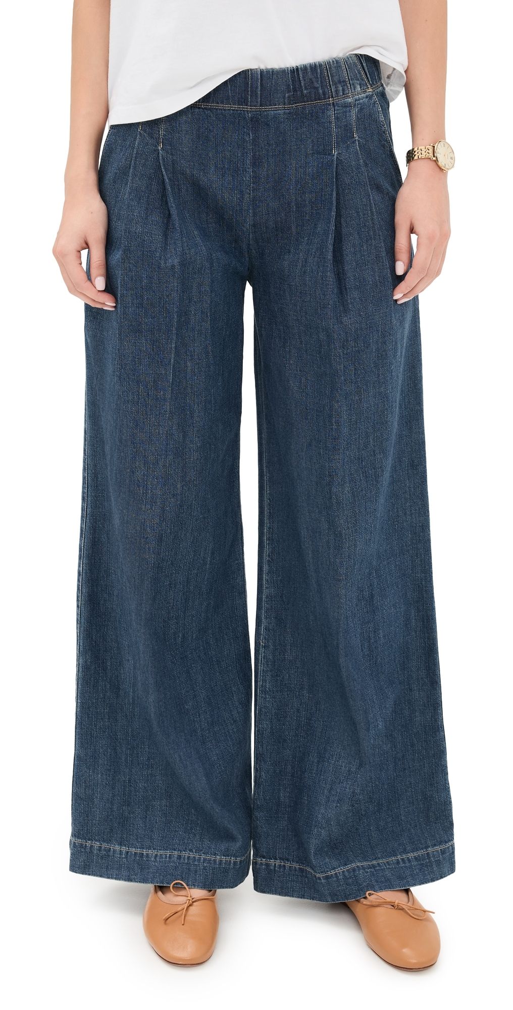 James Perse Denim Pleated Pants Medium Wash 2