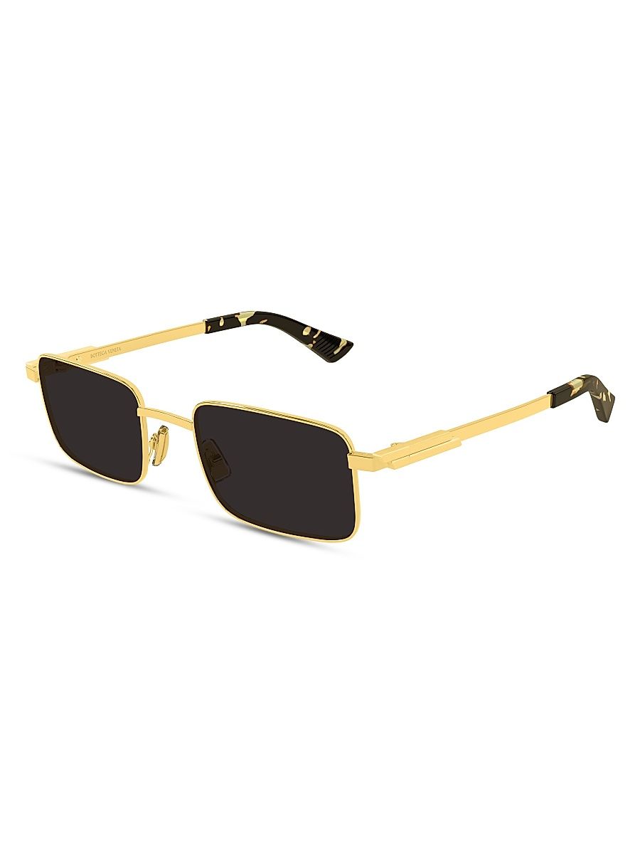 Men's 53MM Long Ribbon Metal Rectangular Sunglasses - Gold Black