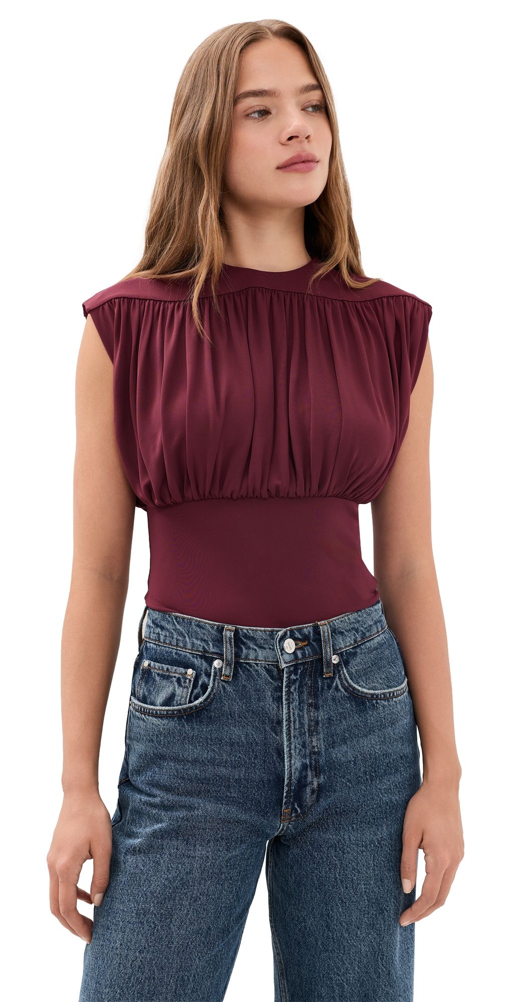 ANINE BING Fran Blouse Burgundy M
