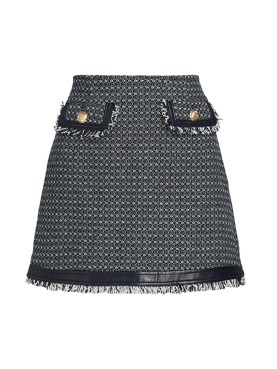 Women's Deva Birdseye Tweed Miniskirt - Navy White - Size 16