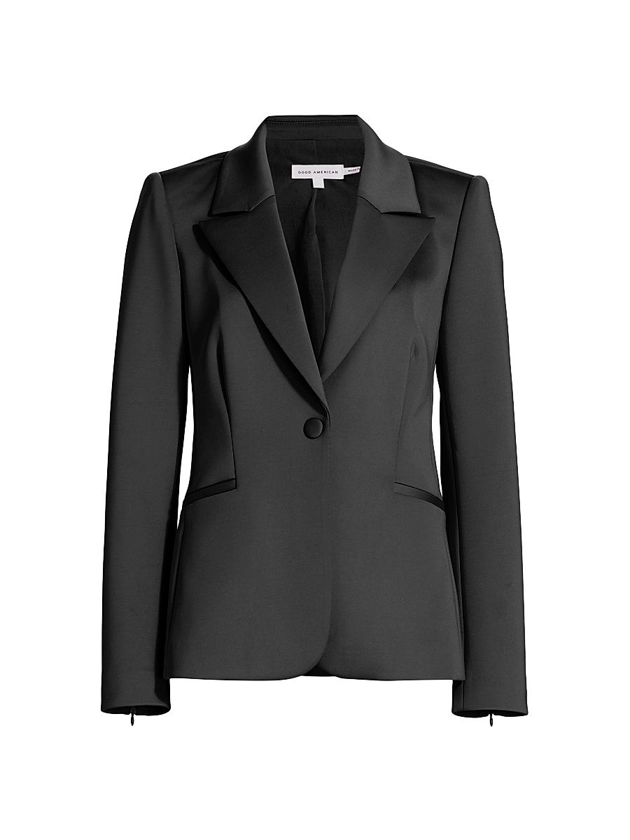 Women's Single-Button Scuba Blazer - Black - Size XXXXL