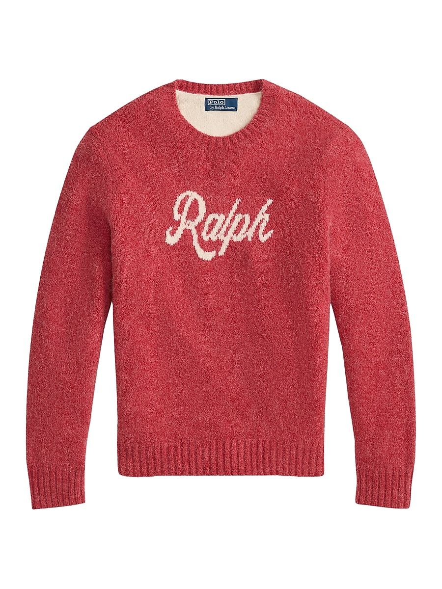 Men's Logo Alpaca-Blend Sweater - Red Combo - Size Medium