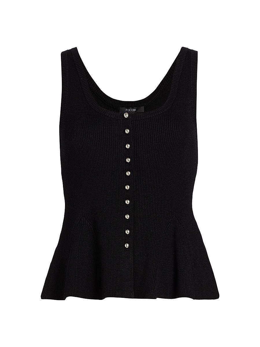 Women's Eden Button-Front Fit & Flare Tank - Jet - Size Large