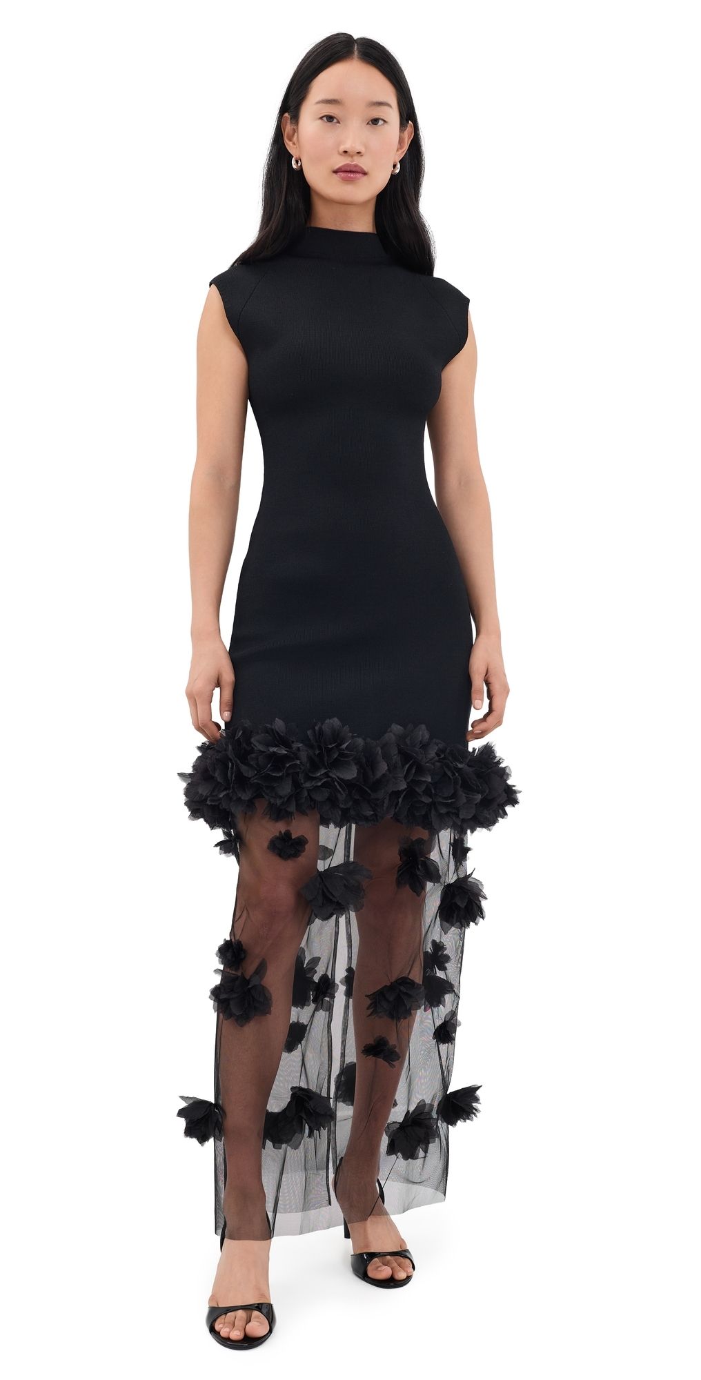 Aje Fleura Knit Midi Dress Black S